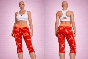 Adidas Energy Running Climalite Graphic Crop Capri Leggings Red Orange XL